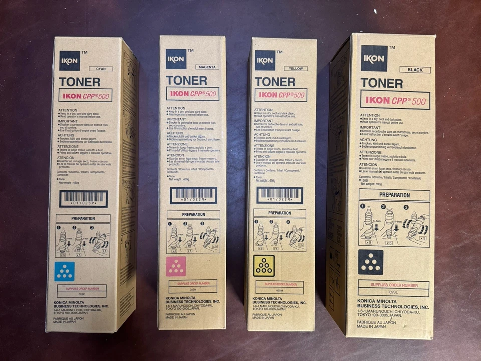 4 X Nuevo Genuino Ikon CPP 500 Tóner Negro/Magenta/Cian y Amarillo Copiadora Foto 2 de 2