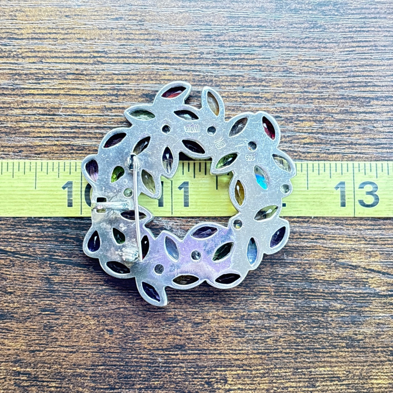 VTG Solid Sterling Silver 925 Multi-Gemstone Circ… - image 12