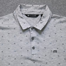 Travis Mathew Polo Shirt Men's Extra Large Grey All Over Print Golf Lightweight