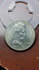 1918 Lincoln Illinois Silver Commemorative Half Dollar 50C Choice AU+       W703