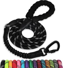 Rope Dog Leash 3 FT: Heavy Duty Leashes with Swivel Lockable Hook Reflective Thr