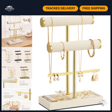 3 Tier Jewelry Stand Holder - Bracelet  Necklace Display Organizer - Beige