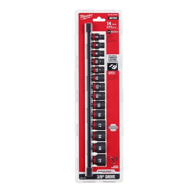 Milwaukee 49-66-7007 14PC SHOCKWAVE Impact Duty 3/8'' Drive Metric 6Pt Socket Set