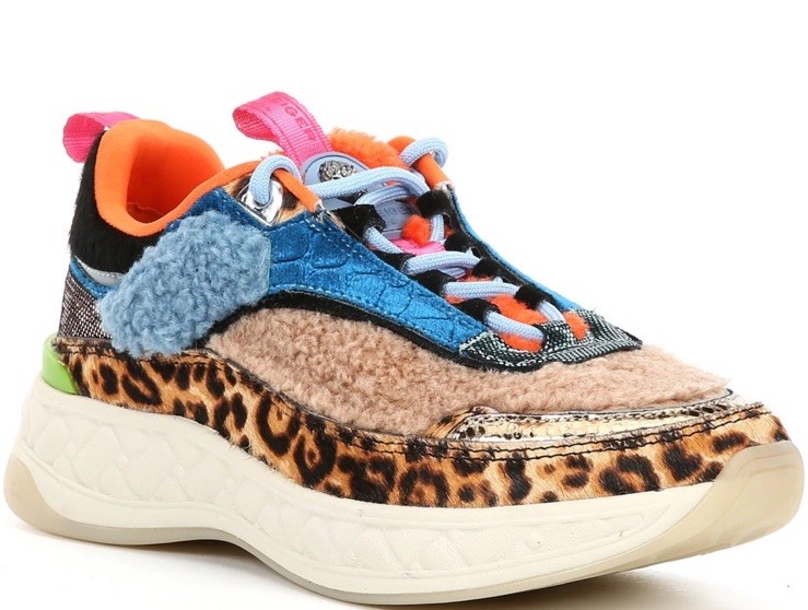 PONY Sneakers Kurt Geiger Kensington Mixed Media Denim Patchwork Ghepardo Taglia 6