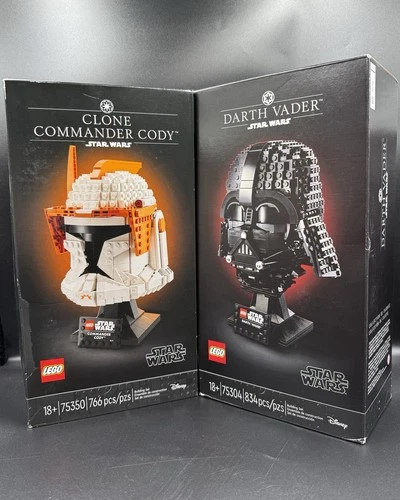 LEGO Darth Vader Helmet 75304 & Clone Commander Cody Helmet 75350 - NEW in Box