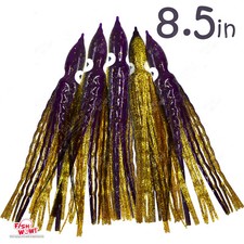 Fish WOW! 8 1/2" Squid Skirt 8.5 in Hoochies Crinkle Octopus Trolling lure NEW