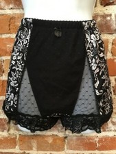 Rhonda Shear Black White Scroll Mesh Dot Pin-Up Retro High Waist Panties New
