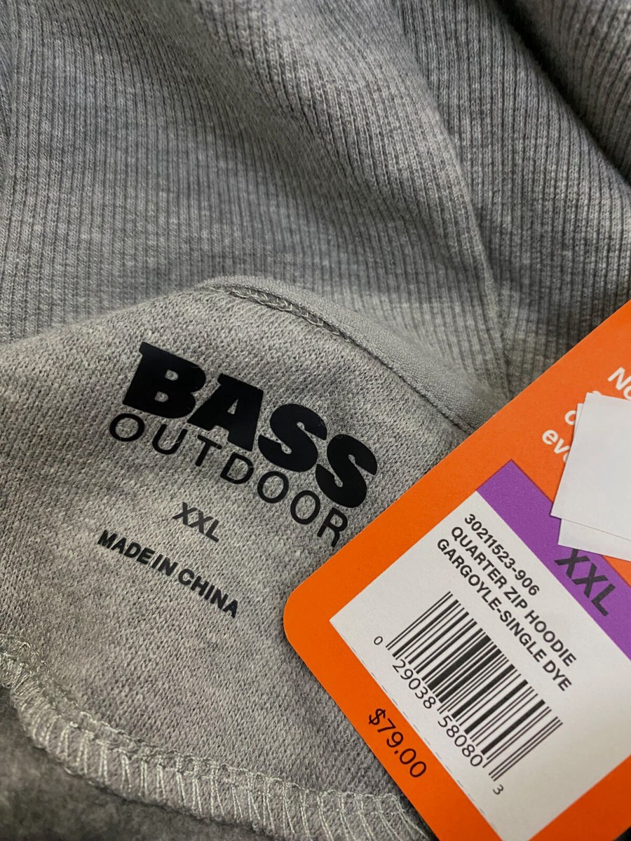 Bass Outdoor Men's Gray Quarter-Zip Long Sleeve Hoodie Size XXL | eBay