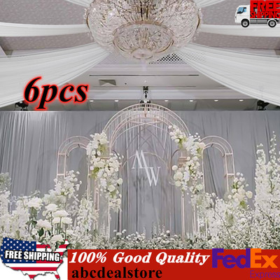 6pcs White Weddings Ceiling Drapes Backdrop Curtains Draping Sheer Voile Decor