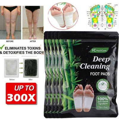 10-300Pcs Bamboo Detox Foot Patches Pads Body Toxins Feet Deep Cleansing Natural