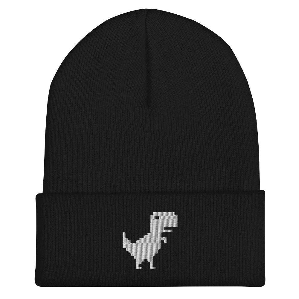 8 Bit T Rex - Cuffed Beanie - Tyrannosaurus Rex Dinosaur