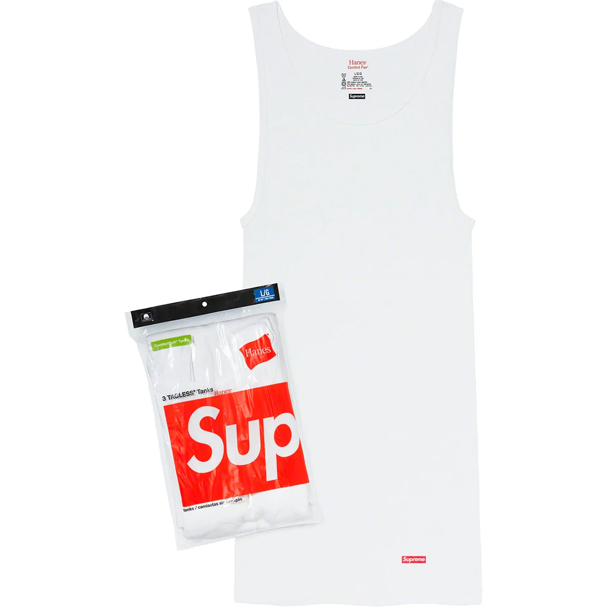 Supreme Hanes Tagless Tank Tops (3 Pack) White Size Large