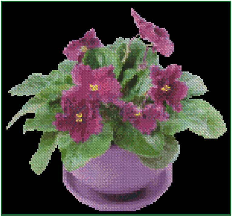 Purple Violets in Vase Counted Cross Stitch Chart No.14-133