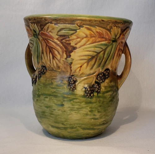 Roseville Pottery Blackberry Vase Handles #282-6 Arts and Crafts Mission 1932
