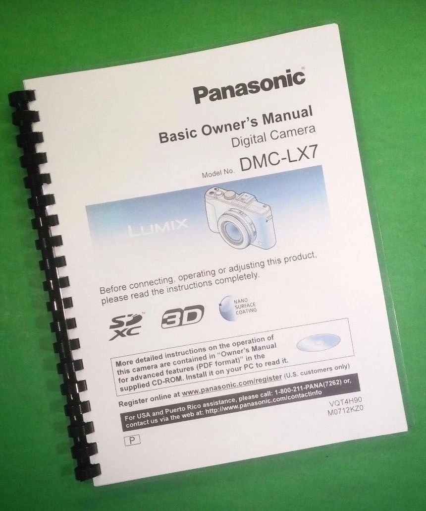 Owners Manual for Panasonic DMC-LX7 Camera 36 Pages W/Clear Covers!