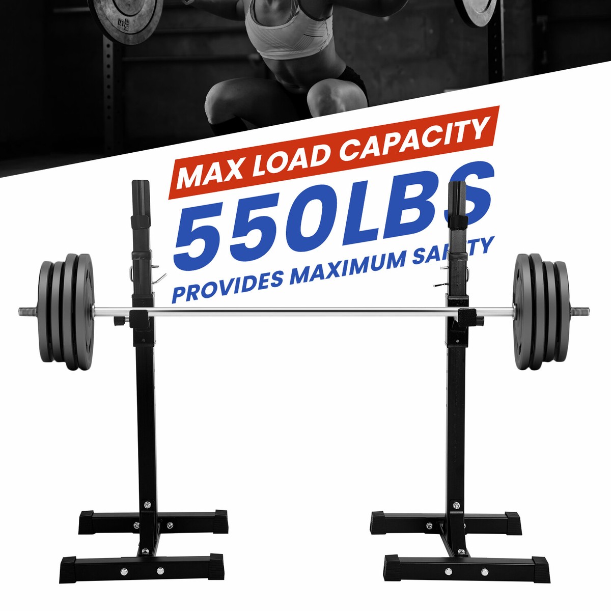 Barbell Weight Set Adjustable Split Squat Rack Solid Steel Squat