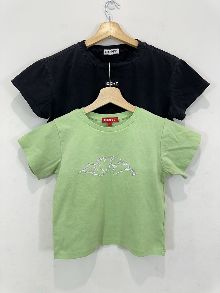 Echt Top (Bulk x2) Women Small Green/Black Activewear Gym Train Cotton Blend