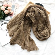 Women Linen Cotton Tassel Scarf Japanese Style Scarves Autumn Warm Shawls 1Pc