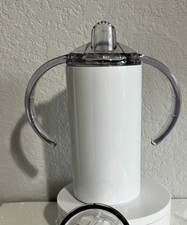 12oz Straight White Sublimatable Trainer Sippy Stainless Steel Tumbler Cup NIB