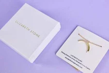 NIB Elizabeth Stone 14k Plated Crescent Moon 17" Necklace LAID BACK LA GLAM