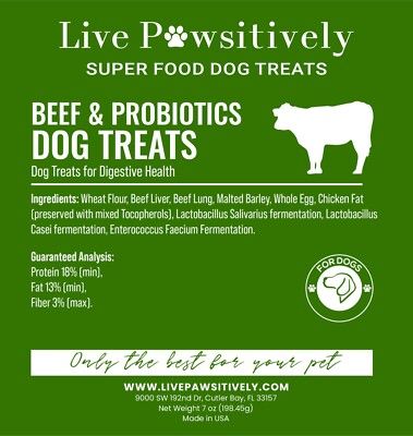Beef with Probiotics Dog Treat, for digestive health, limited ingredient, 7oz