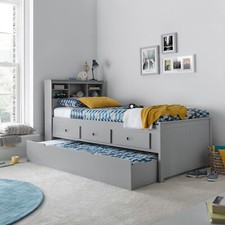 Image of Veera Grey Guest Bed And Trundle With Mattress Options