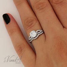 Sterling Silver 925 Women's Wedding Band CZ Bridal Engagement Ring 2pc Set R33