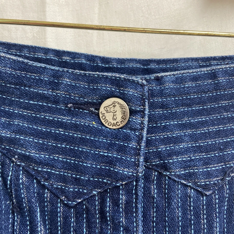 Vintage 80's Jordache Size 27L 24” High Waist Rise Blue Stripped Mom Jeans - Image 3 of 4