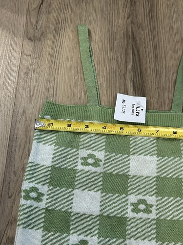 Tilly's Full Tilt Green Checkerboard Floral Girls LG Sweater Set Tank Cardigan - Picture 12 of 15