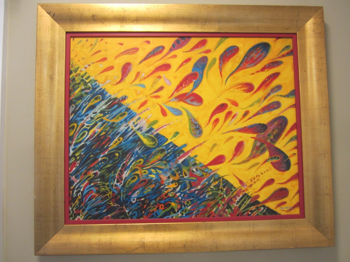 3/15 stretching yellow 1 絵画　28✕74.5　アート Dr. Seuss The Joyous Leaping of Uncanned Salmon Serigraph Limited