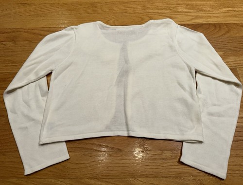 American Princess Girls XL Shawl Shrug Sweater White Flower With Stones! EUC - Picture 4 of 4