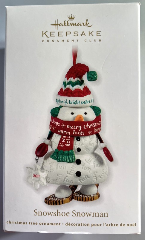 2011 Hallmark Keepsake SNOWSHOE SNOWMAN Christmas Ornament NEW IN BOX