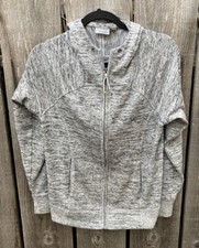 Women's Athleta Sweatshirt Gray Full Zip XS Poly Soft Comfort Activewear Stretch