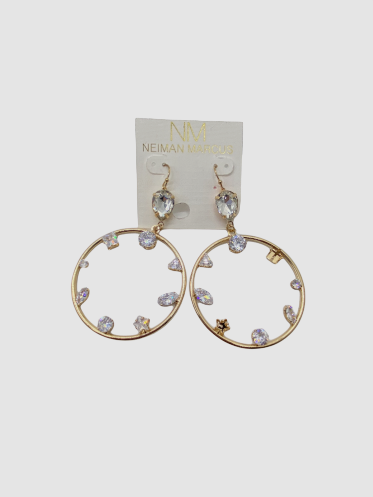 $59 Neiman Marcus Women's Gold Embellished Hoop Earrings