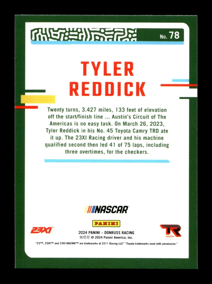 5-05-25 PWE . 2024 donruss nascar #78 tyler reddick OPTIC CHROME - Image 2 of 2