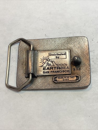 Vtg Sailing Sail Boat Nautical Belt Buckle by Indiana Metal Craft 1978 Earth Sea - Picture 3 of 3