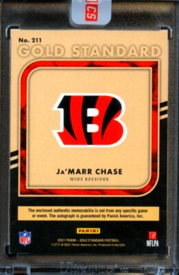 Ja'Marr Chase 2021 Gold Standard Auto Autograph Jersey Patch RC