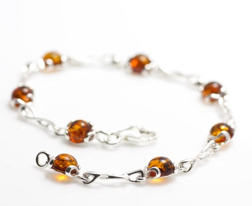 NATURAL BALTIC AMBER Jewellery STERLING SILVER 925 BRACELET Certified & GIFT BOX - Picture 2 of 7