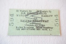 Marlow to Ealing Broadway GWR Railway Train Ticket