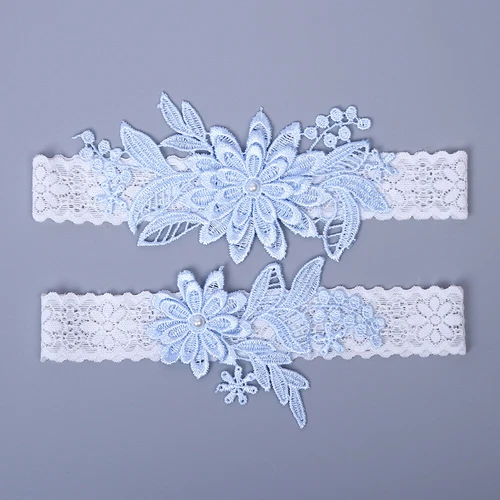 Bella giarrettiera da sposa in pizzo floreale fiori ricamati anello gamba cintura 10 colori - Foto 17 di 30