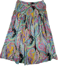 Gene Ewing Womens Skirt Paisley Small Made IN USA Multicolor