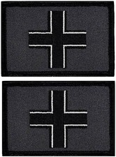 WWII Iron Cross Embroidered Morale Patch 2PC Bundle 3"X 2" Inch -HOOK BACKING