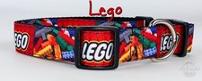 Lego dog collar handmade adjustable buckle collar 1" wide or leash Lego blocks