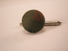 SINGLE 1 7/16" Round Black  Red Fabric Vintage Formal Tuxedo Shirt Stud b138