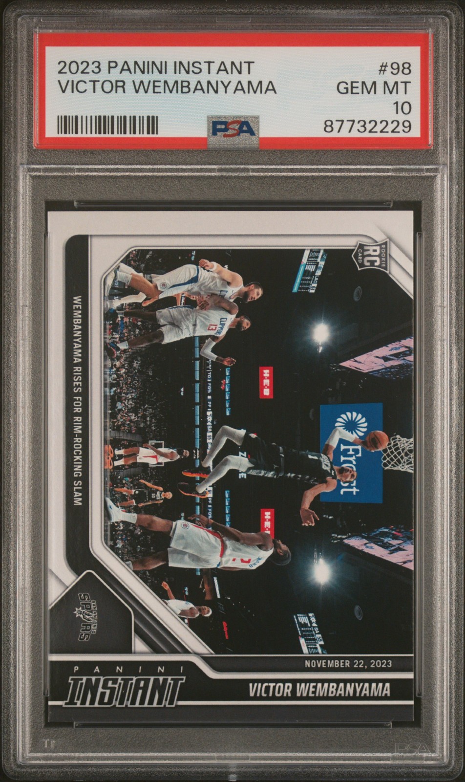 PSA 10 Victor Wembanyama 2023 Panini Instant #98 Rim Rocking Slam Rookie Card