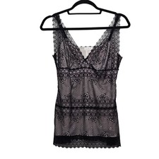 Arianne Camisole M Black Lace Floral Eyelet Lingerie Top Whimsigoth Fairy Grunge
