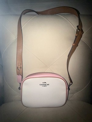 Coach Jamie Camera Bag Color Block White Pink Brown Leather Crossbody CF482