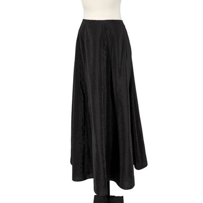 Vintage Ralph Lauren Plaid Label Maxi Skirt 12 Black Taffeta Old Money Preppy 