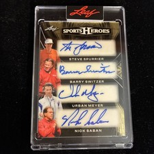2026 Leaf Sports Heroes SABAN MEYER SWITZER SPURRIER Quad Auto Prismatic Gold /1