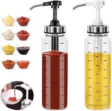 FARI Saucen Squeeze Flaschen 500ml No Drip Glas Spender Set - 2 Stück